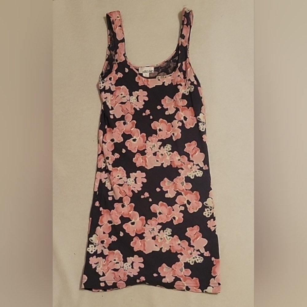 Nordstrom Abound Small Stretchy Long Blue Pink Floral Tank Top
